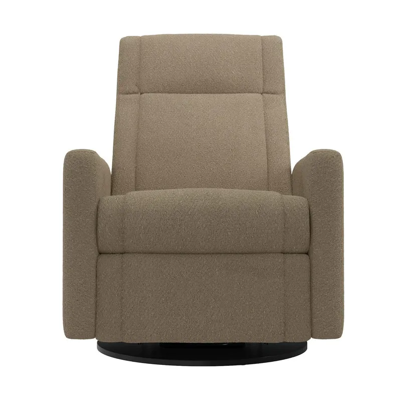 Grand Fauteuil Berçant et Pivotant Nelly avec Mécanisme Électrique - Tissu Anti-tache Tessa Mocha