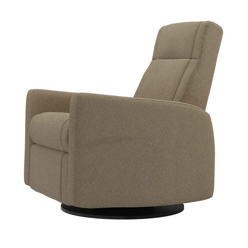 Grand Fauteuil Berçant et Pivotant Nelly avec Mécanisme Électrique - Tissu Anti-tache Tessa Mocha