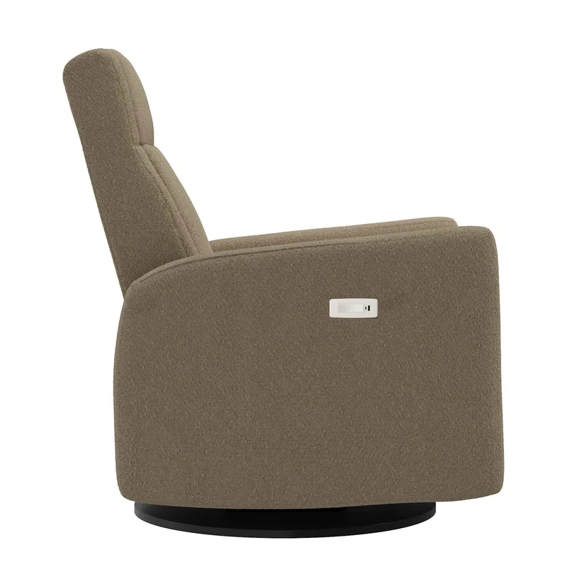 Grand Fauteuil Berçant et Pivotant Nelly avec Mécanisme Électrique - Tissu Anti-tache Tessa Mocha