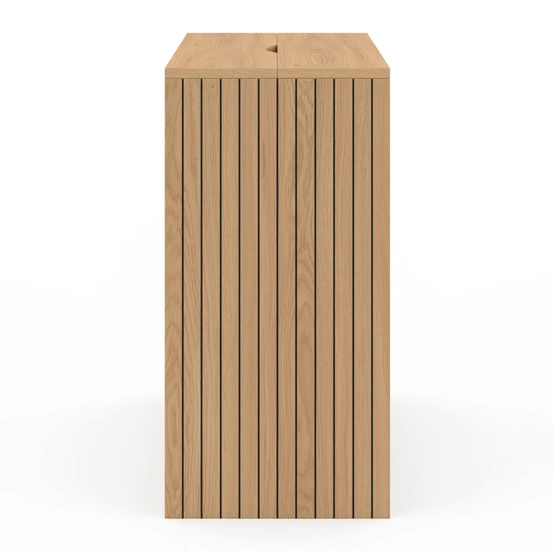 Table d'appoint mini bar Faustine bois et effet lattes