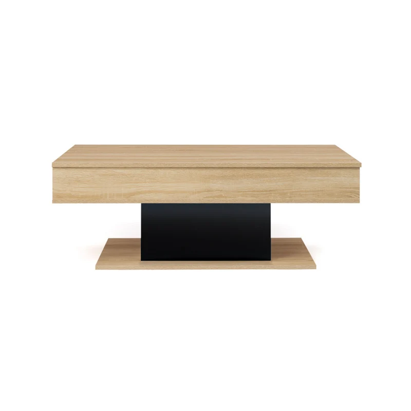 Table basse Tania relevable bois et noir