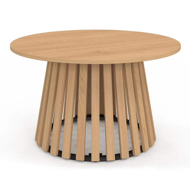 Table basse ronde Camélia pieds lattes Ø70cm