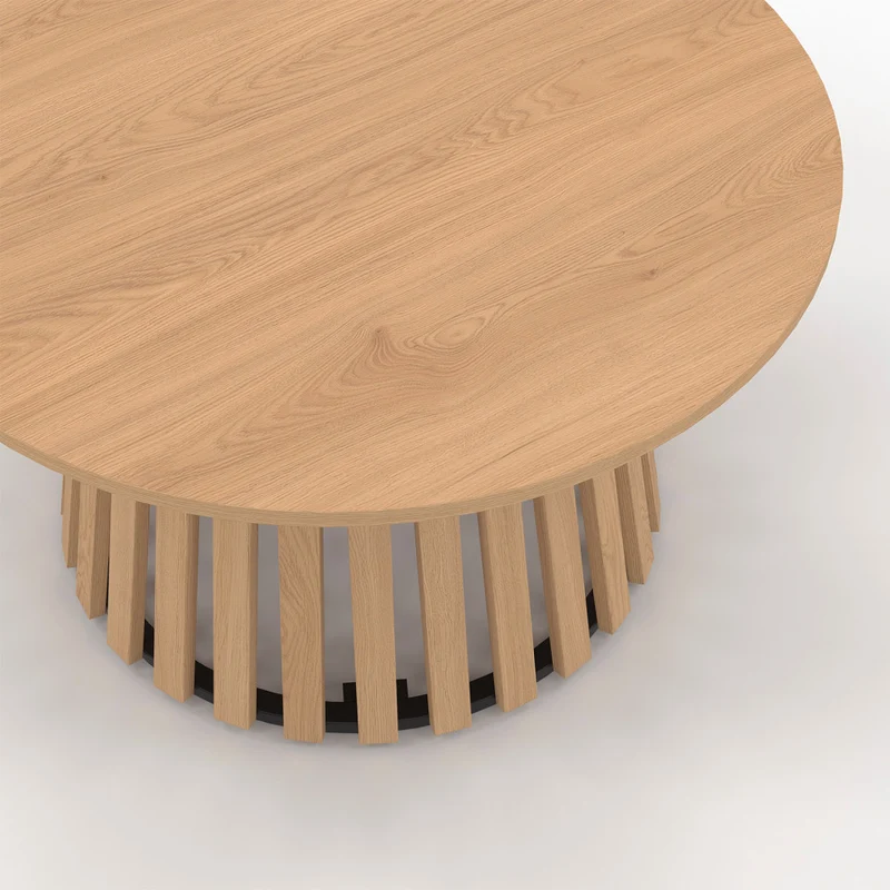Table basse ronde Camélia pieds lattes Ø70cm