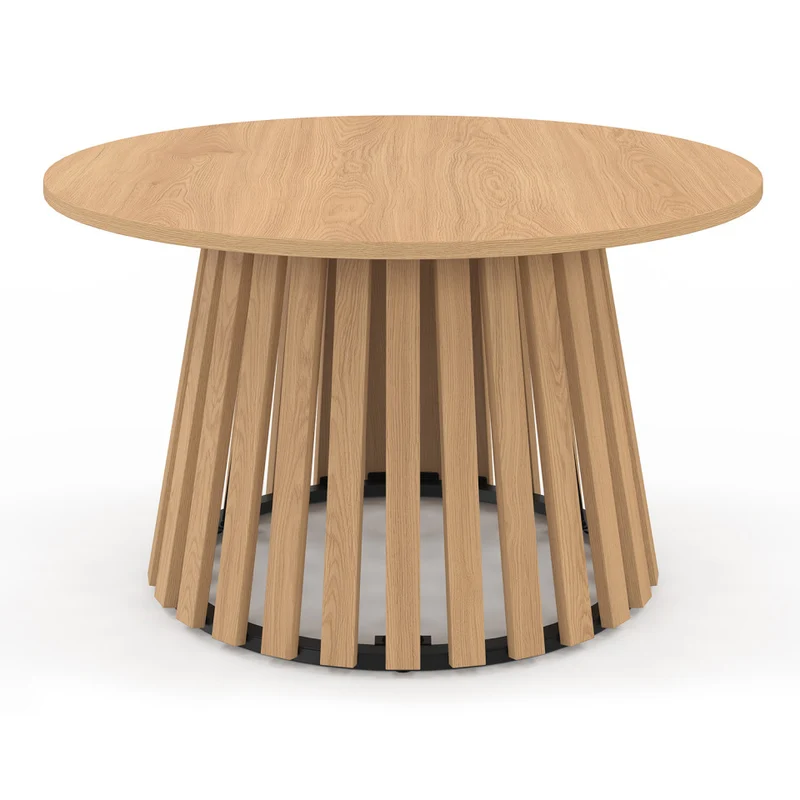 Table basse ronde Camélia pieds lattes Ø70cm