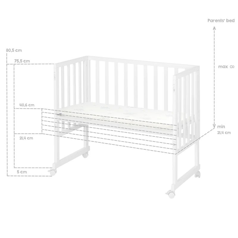 Stuben- & Beistellbett safe asleep® 3 in 1 - 45 x 90 cm inkl. Zubehör & Mesh-Barriere