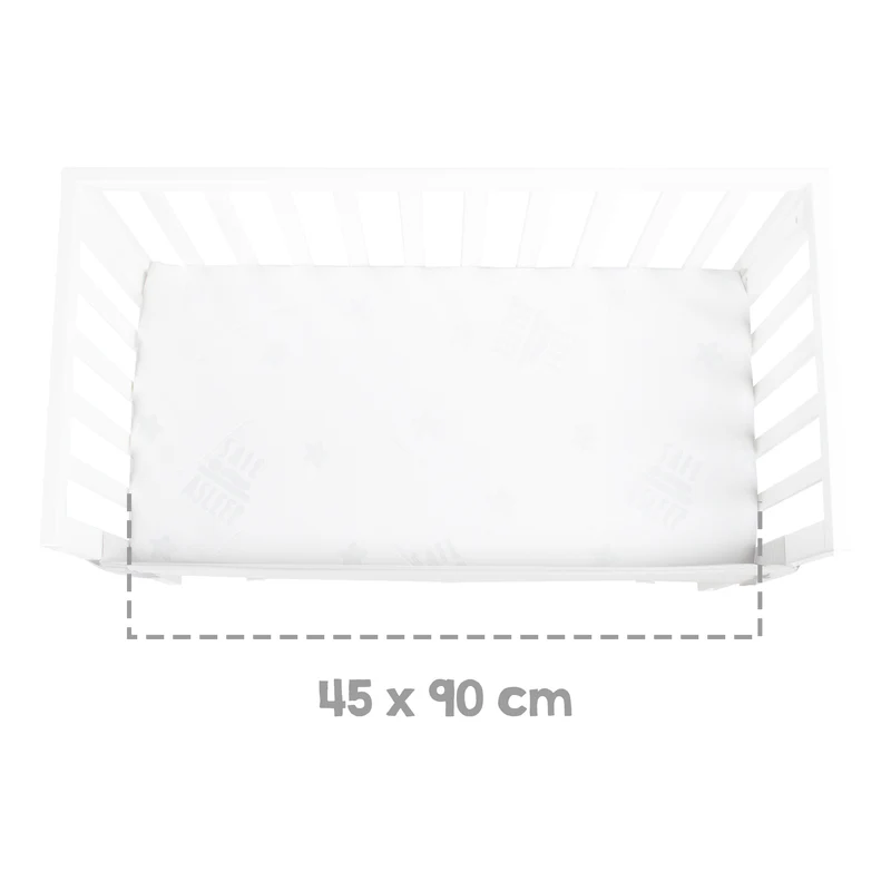 Beistellbett 2 in 1 safe asleep® 45 x 90 cm mit Matratze + Canvas Barriere - Holz weiß