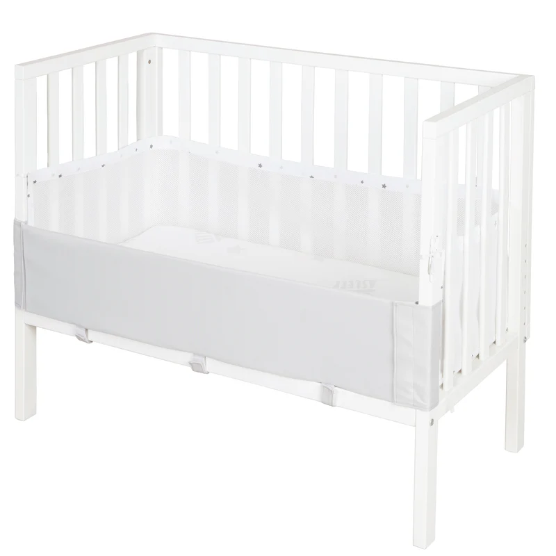 Beistellbett 2 in 1 safe asleep® 45 x 90 cm mit Matratze + Canvas Barriere - Holz weiß