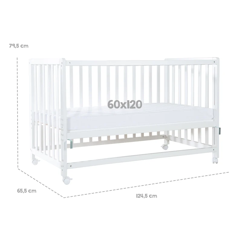 Room Bed 'Jumbo twins grau' 60 x 120 cm + Textilausstattung - Holz natur