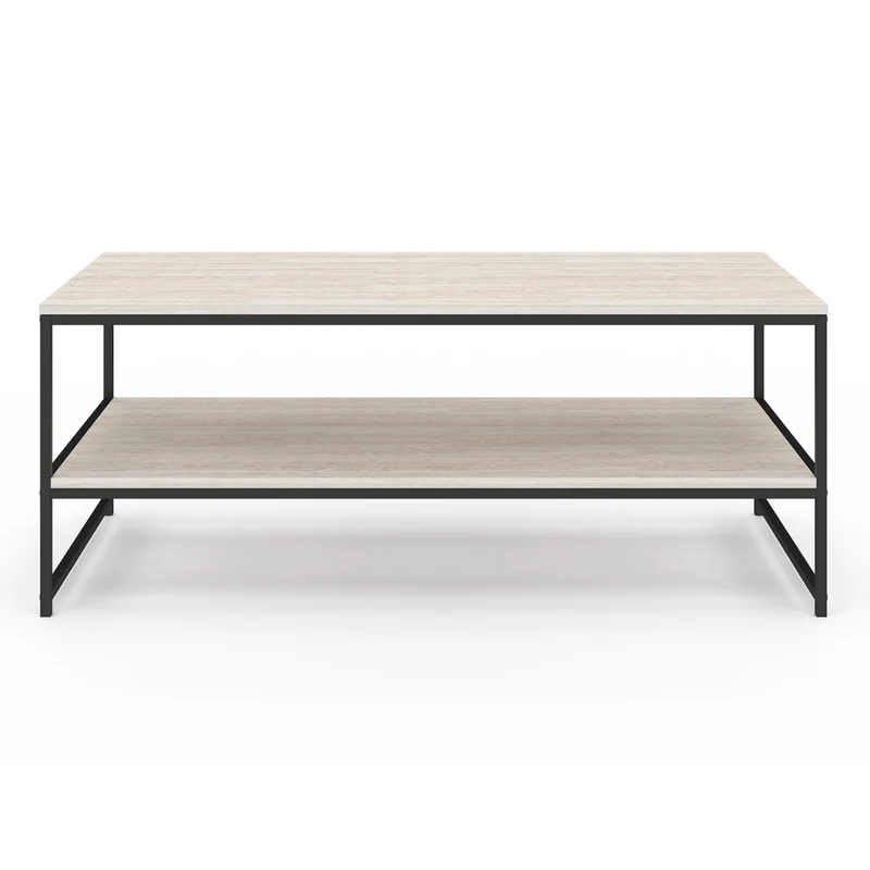 Table basse Memphis double plateau effet travertin 113cm