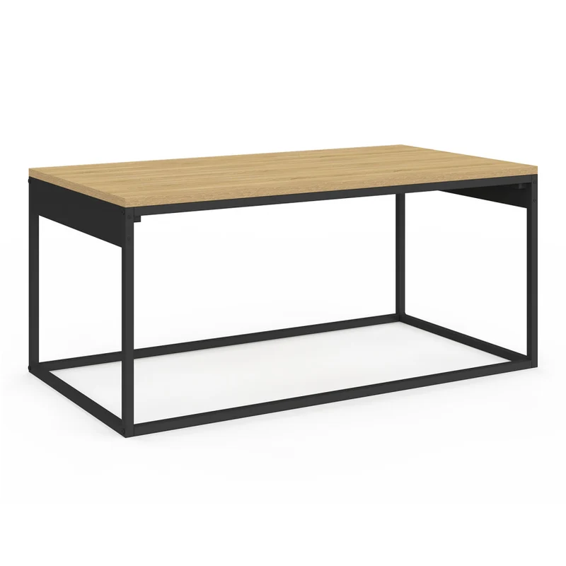 Table basse Memphis avec plateau relevable bois et pieds noirs L90cm