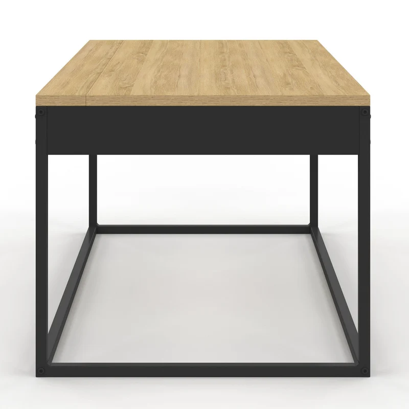 Table basse Memphis avec plateau relevable bois et pieds noirs L90cm