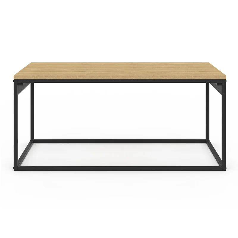 Table basse Memphis avec plateau relevable bois et pieds noirs L90cm
