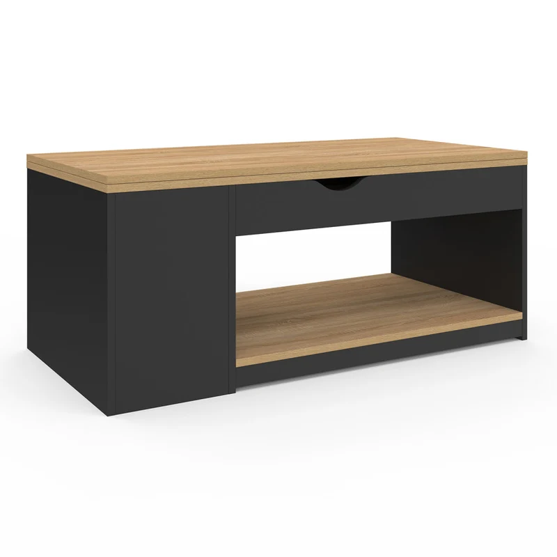 Table basse Elina relevable bois et noire