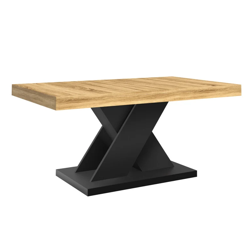 Table basse Alexia pieds croisés bois et noir L100cm