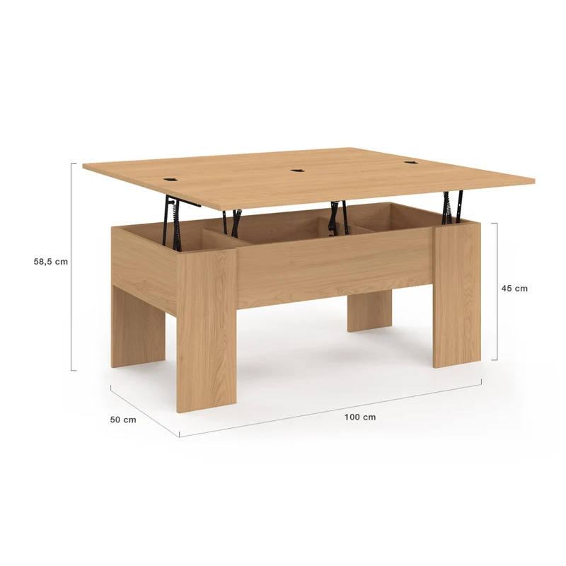 Table basse Albane avec plateau relevable et dépliant