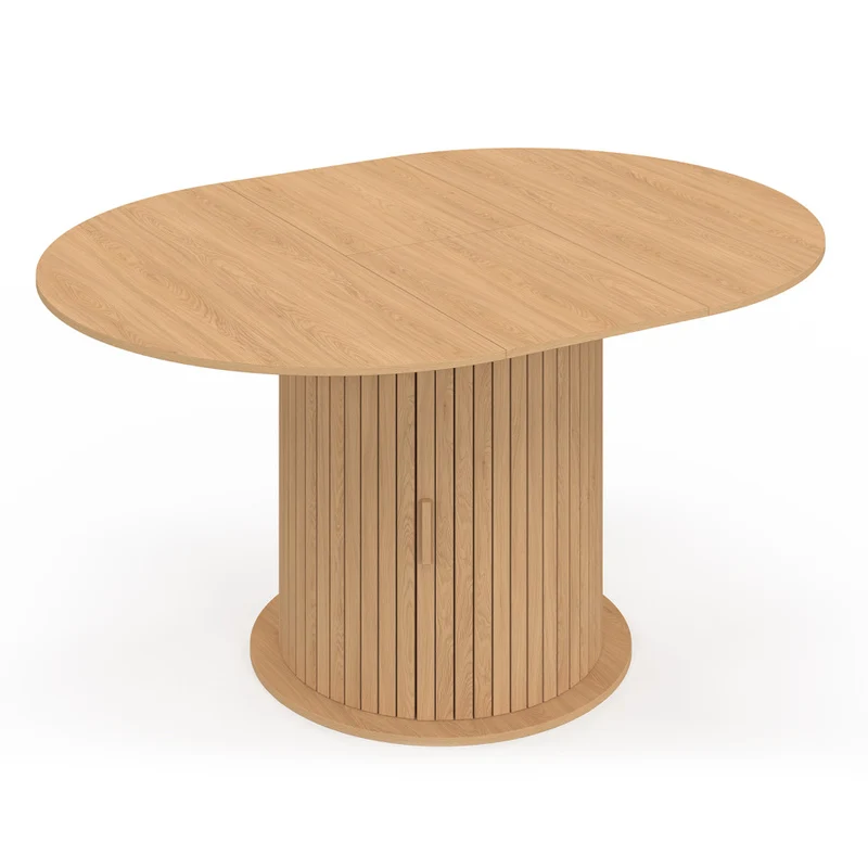 Table à manger ronde extensible Albane Ø110-150cm avec rangement