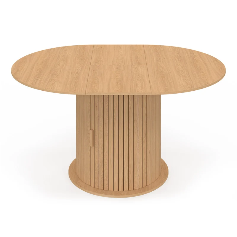 Table à manger ronde extensible Albane Ø110-150cm avec rangement