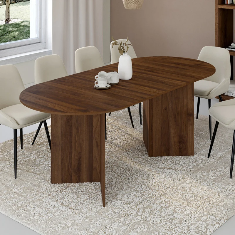 Table à manger extensible Gabin 160-200cm effet noyer