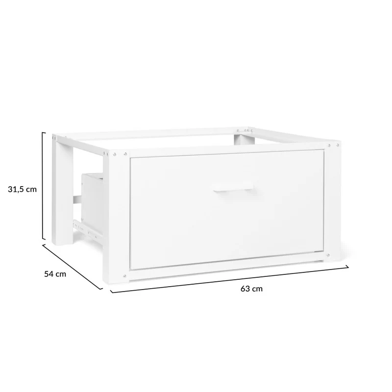 Socle spécial machine à laver blanc avec tiroir 100kg
