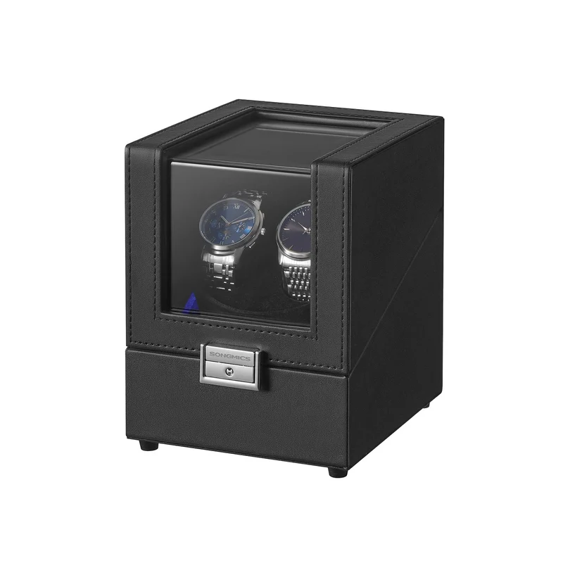 Caja enrolladora automática para relojes con luz LED y bloqueo