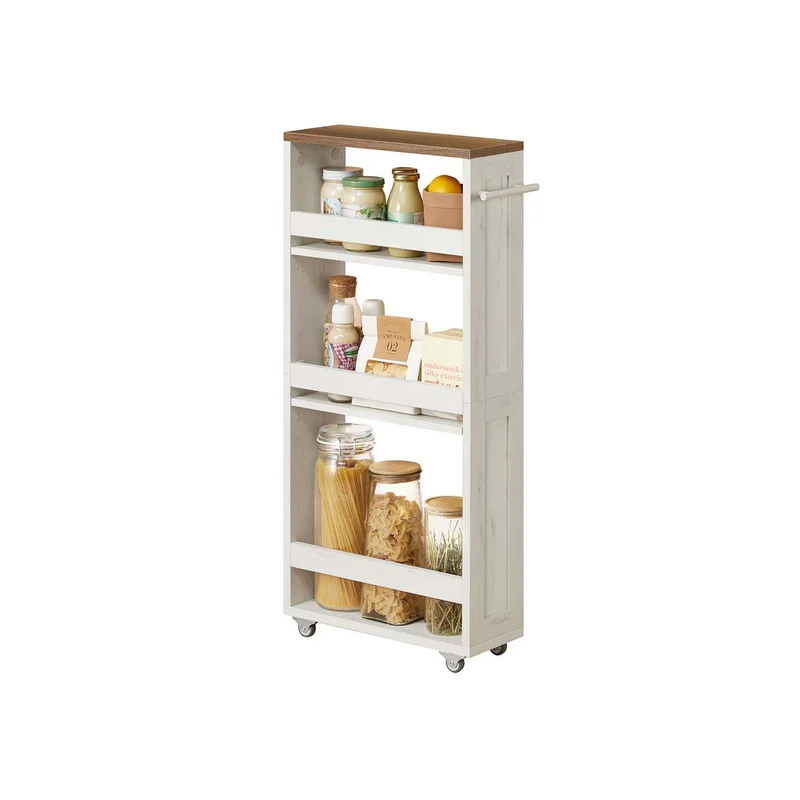 Carrito de almacenamiento estrecho con ruedas para cocina y baño