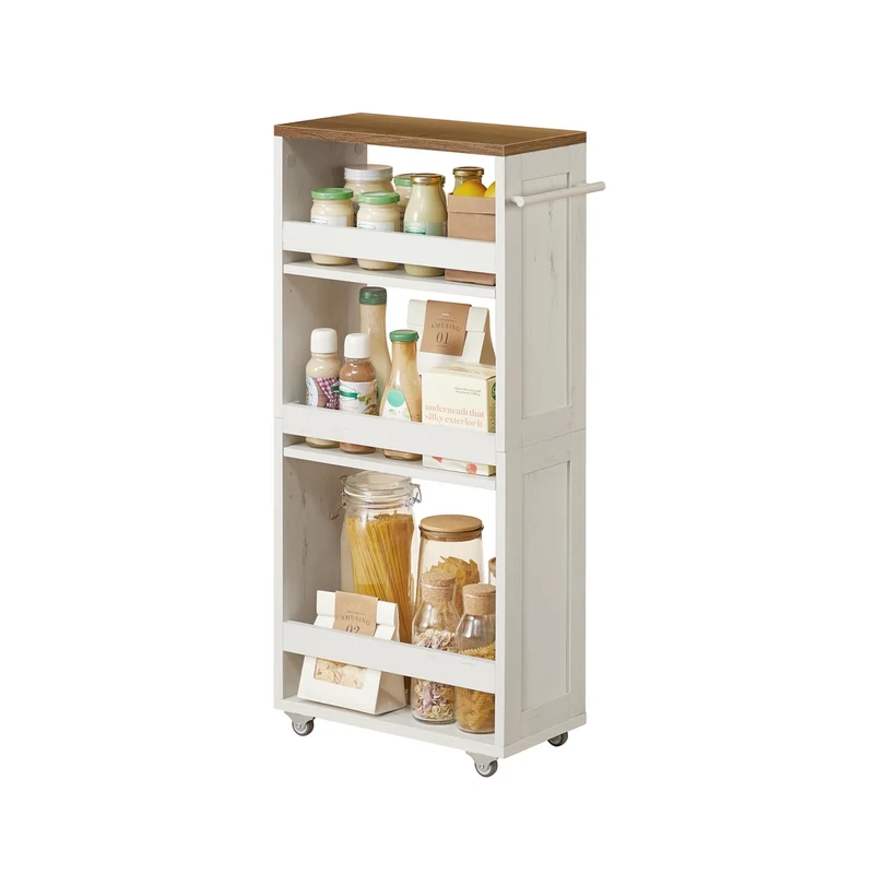 Carrito de almacenamiento estrecho con ruedas para cocina y baño