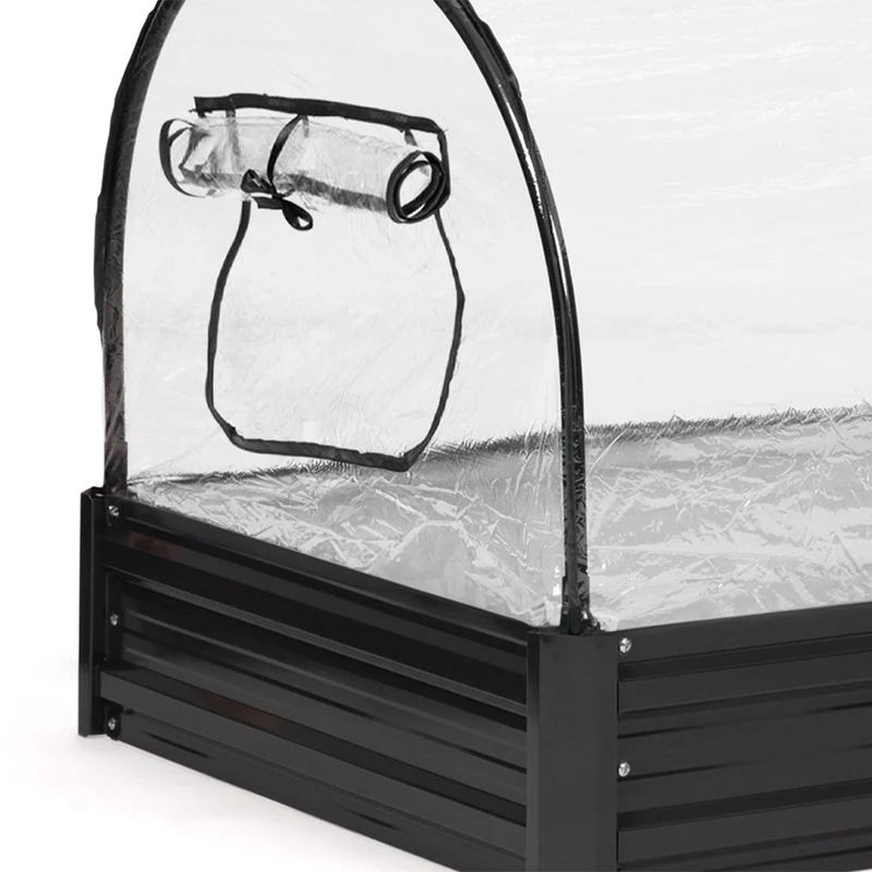 Serre de potager en métal 115cm gris anthracite