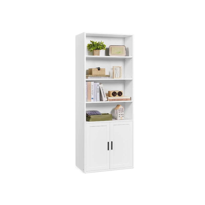 Estantería vertical de madera con puerta