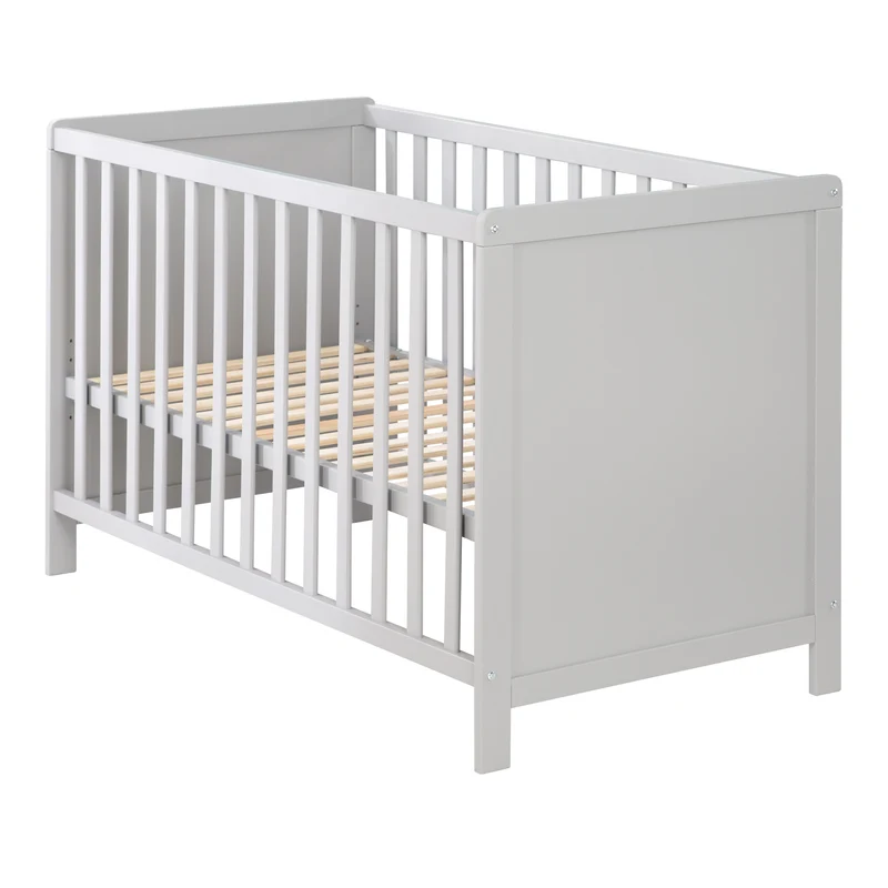 Beistellbett, 60 x 120 cm, taupe, verstellbar, 5 Schlupfsprossen, inkl. Lattenrost & Matratze