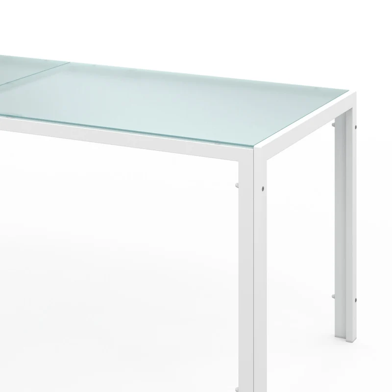 Ensemble de jardin Minorca 8 places en textilène et verre trempé blanc et beige