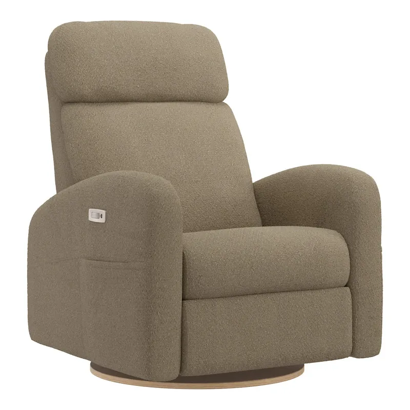 Grand Fauteuil Berçant Inclinable Pivotant Hailey avec Mécanisme Électrique - Tissu Anti-tache Tessa Mocha