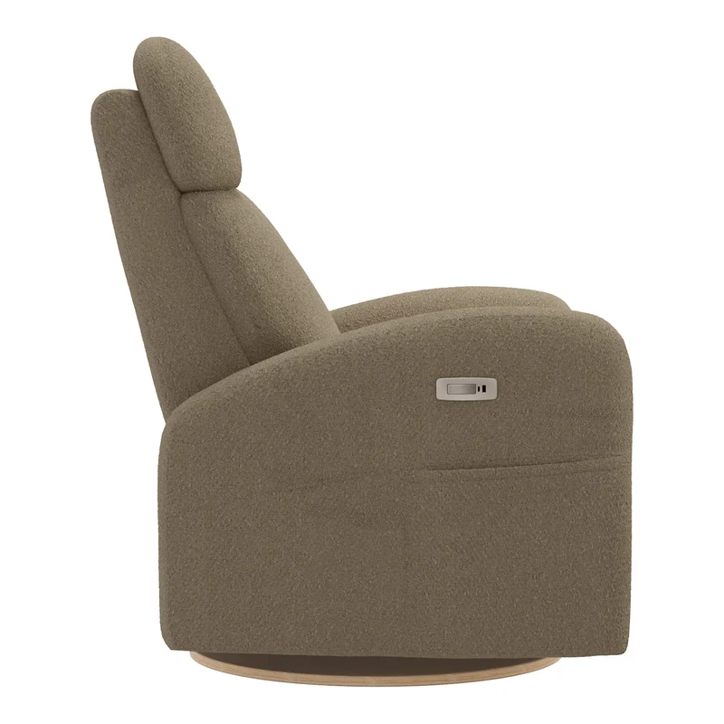 Grand Fauteuil Berçant Inclinable Pivotant Hailey avec Mécanisme Électrique - Tissu Anti-tache Tessa Mocha