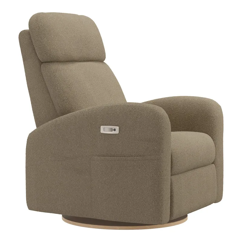 Grand Fauteuil Berçant Inclinable Pivotant Hailey avec Mécanisme Électrique - Tissu Anti-tache Tessa Mocha