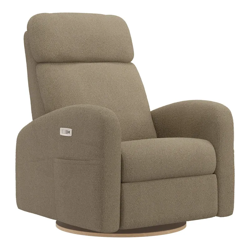 Grand Fauteuil Berçant Inclinable Pivotant Hailey avec Mécanisme Électrique - Tissu Anti-tache Tessa Mocha