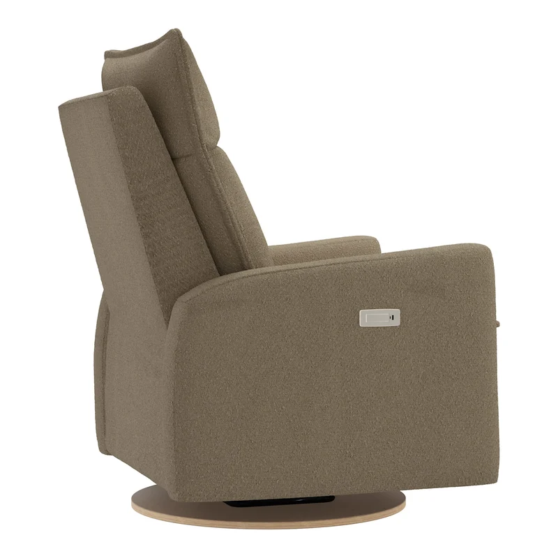 Grand Fauteuil Berçant et Pivotant Arya avec Mécanisme Électrique - Tissu Anti-tache Tessa Mocha