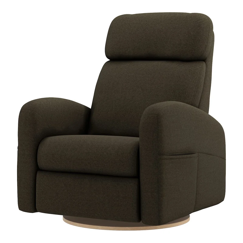 Grand Fauteuil Berçant Inclinable Pivotant Hailey avec Mécanisme Électrique - Tissu Anti-tache Mojo Espresso