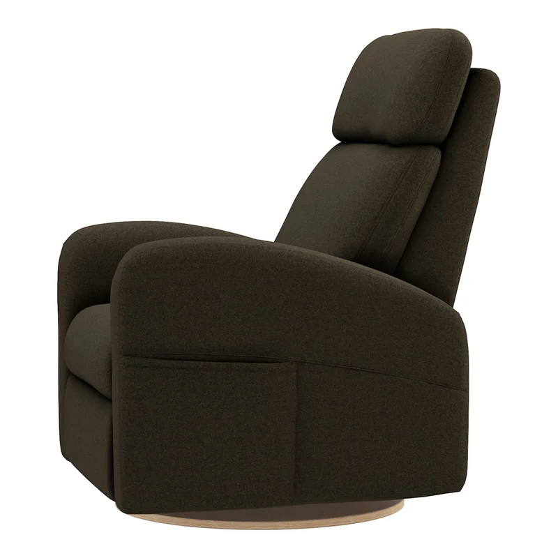 Grand Fauteuil Berçant Inclinable Pivotant Hailey avec Mécanisme Électrique - Tissu Anti-tache Mojo Espresso