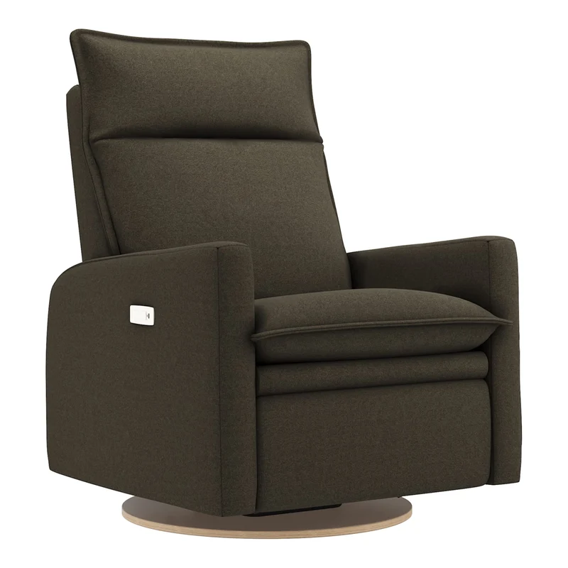 Grand Fauteuil Berçant et Pivotant Arya avec Mécanisme Électrique - Tissu Anti-tache Mojo Espresso