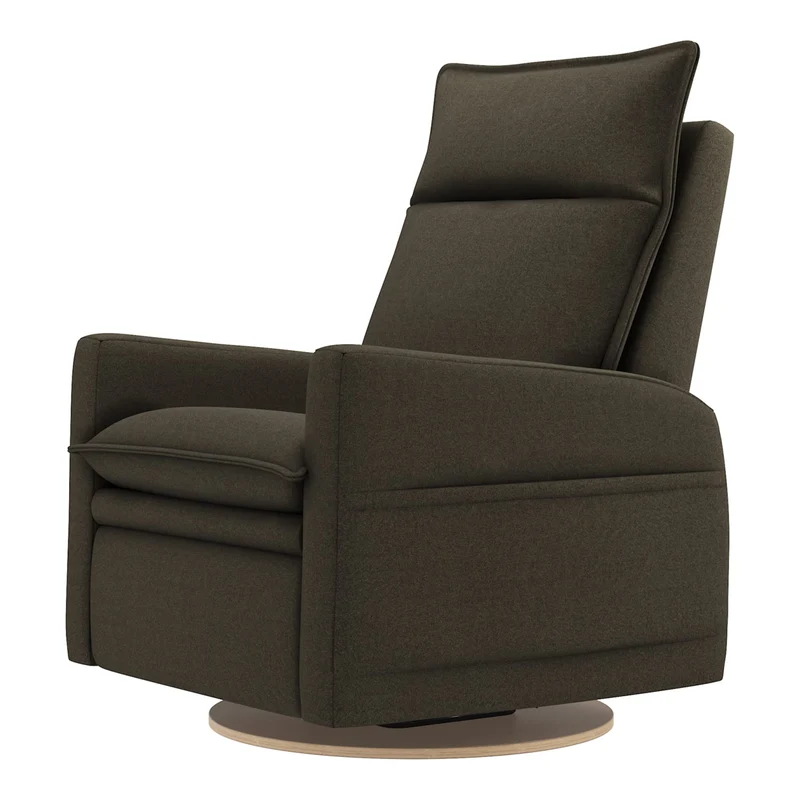 Grand Fauteuil Berçant et Pivotant Arya avec Mécanisme Électrique - Tissu Anti-tache Mojo Espresso