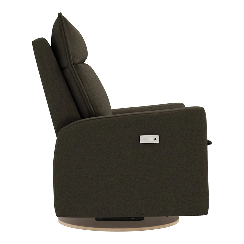 Grand Fauteuil Berçant et Pivotant Arya avec Mécanisme Électrique - Tissu Anti-tache Mojo Espresso