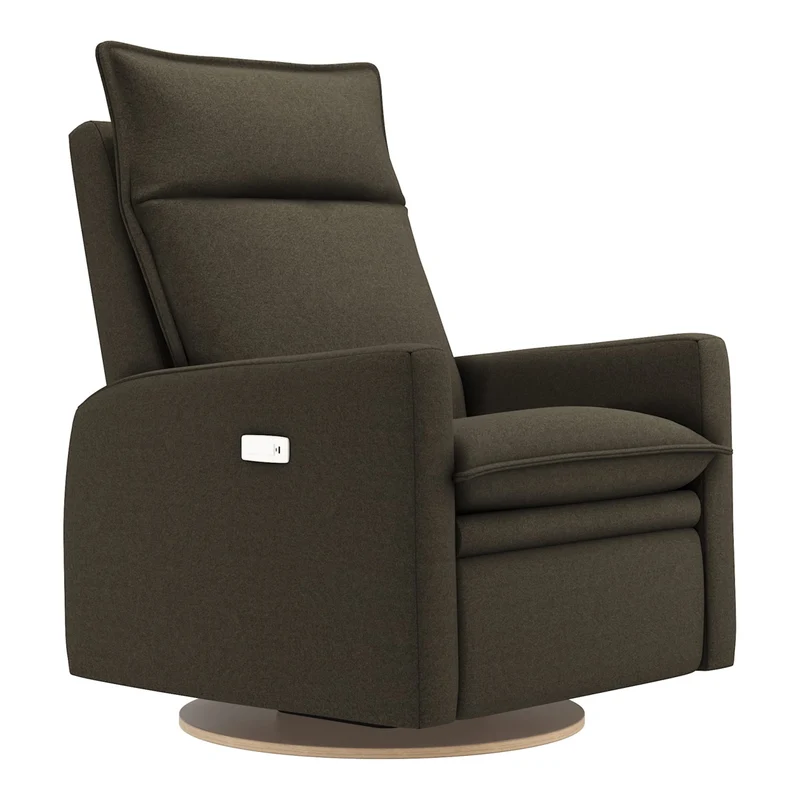 Grand Fauteuil Berçant et Pivotant Arya avec Mécanisme Électrique - Tissu Anti-tache Mojo Espresso