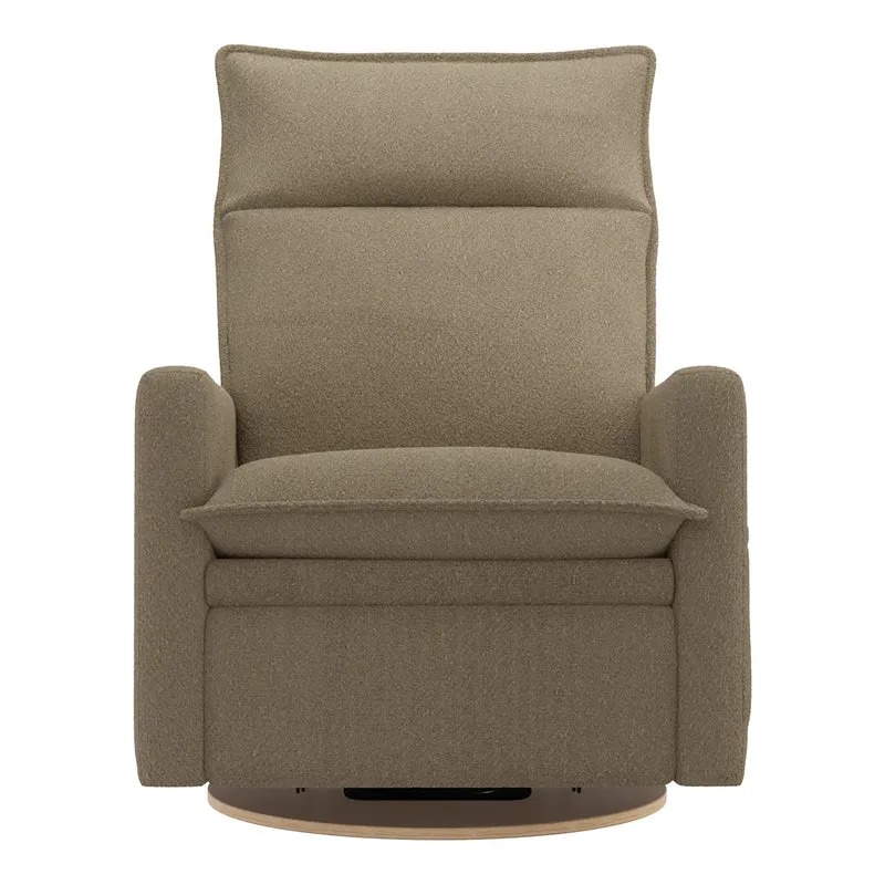 Grand Fauteuil Berçant et Pivotant Arya avec Mécanisme Électrique - Tissu Anti-tache Tessa Mocha