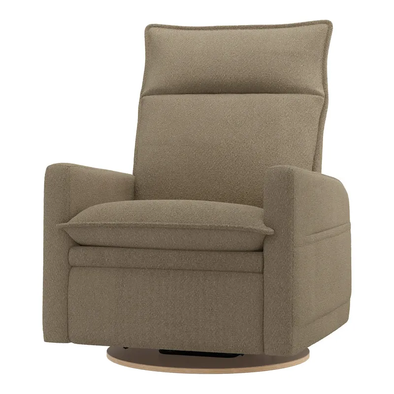 Grand Fauteuil Berçant et Pivotant Arya avec Mécanisme Électrique - Tissu Anti-tache Tessa Mocha