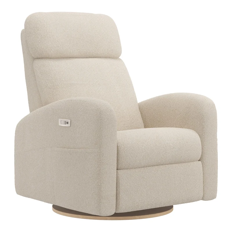 Grand Fauteuil Berçant Inclinable Pivotant Hailey avec Mécanisme Électrique - Beyond Sheep Cream