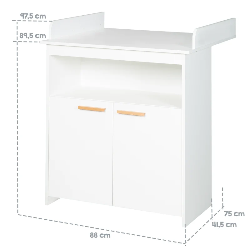 Wickelkommode 'Anton' inkl. Wickelansatz, mit 2 Türen & 1 Fach, Wickelhöhe 90 cm