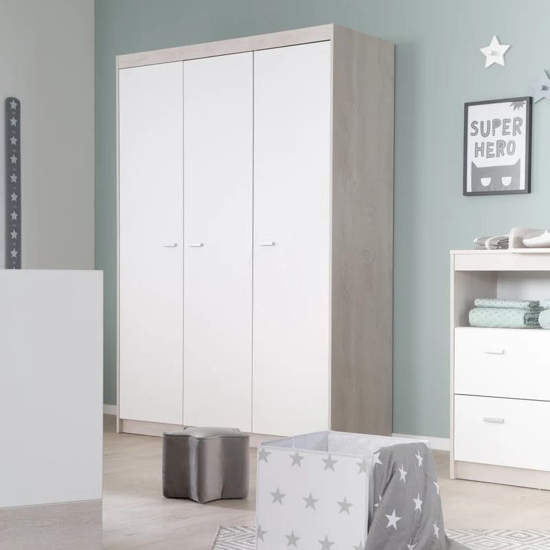 Kleiderschrank 'Julia', 3-türiger Drehtürenschrank inkl. 1 Kleiderstange & 6 Böden
