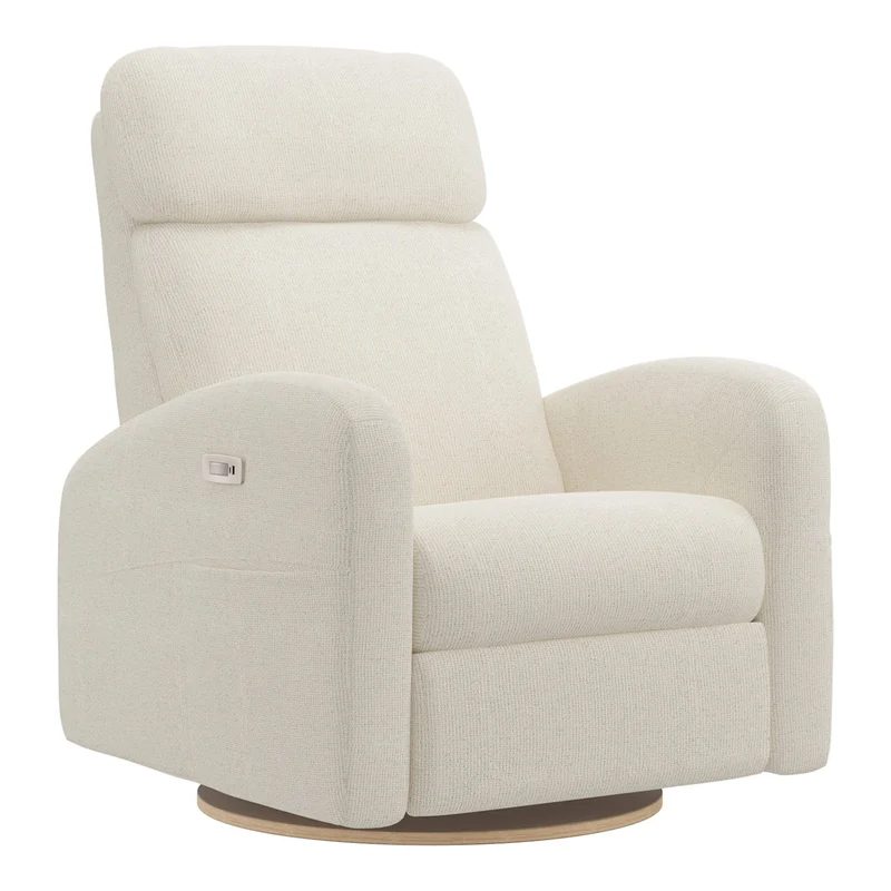 Grand Fauteuil Berçant Inclinable Pivotant Hailey avec Mécanisme Électrique - Henequen (Tissu anti-tache)
