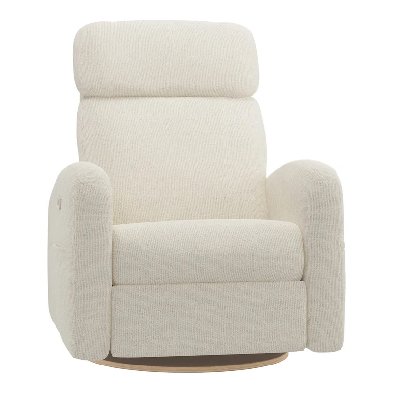 Grand Fauteuil Berçant Inclinable Pivotant Hailey avec Mécanisme Électrique - Henequen (Tissu anti-tache)