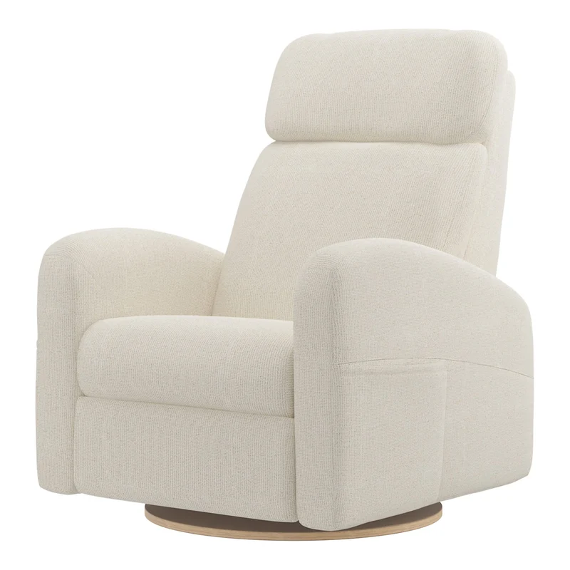 Grand Fauteuil Berçant Inclinable Pivotant Hailey avec Mécanisme Électrique - Henequen (Tissu anti-tache)