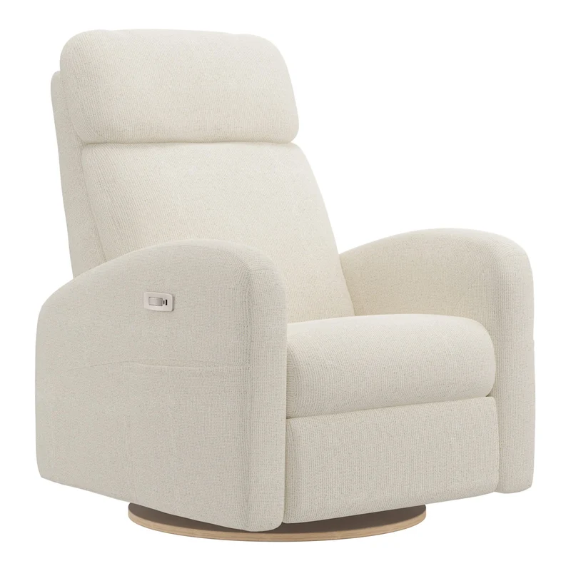 Grand Fauteuil Berçant Inclinable Pivotant Hailey avec Mécanisme Électrique - Henequen (Tissu anti-tache)